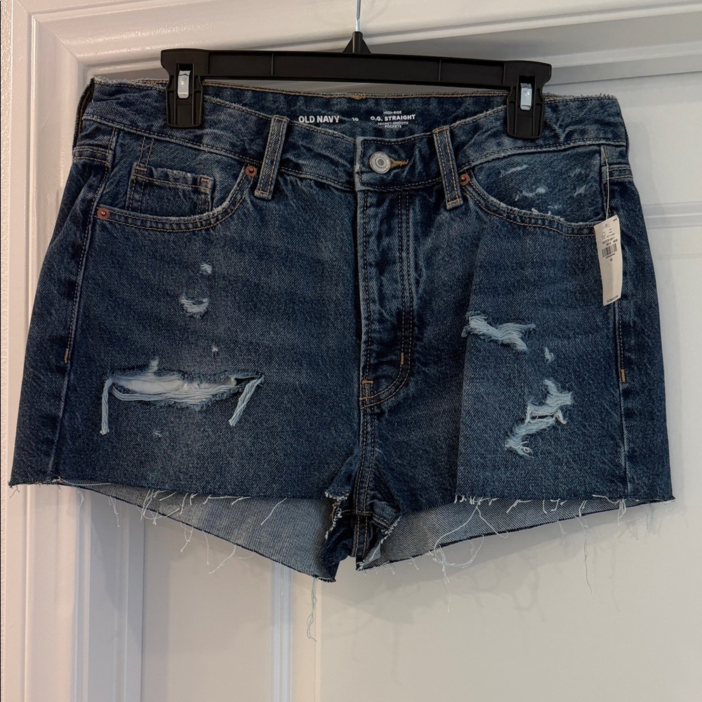 Old Navy High-Rise O.G. Straight Distressed Denim Cut Off Shorts